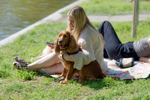 Girl hugging her dog